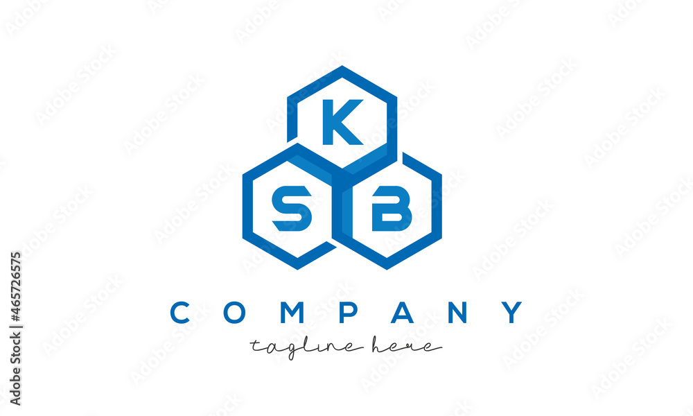 KSB letters design logo with three polygon hexagon logo vector template