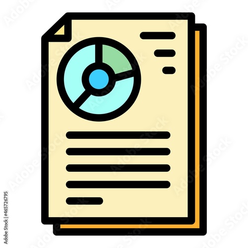 Sociology pie chart icon. Outline sociology pie chart vector icon color flat isolated