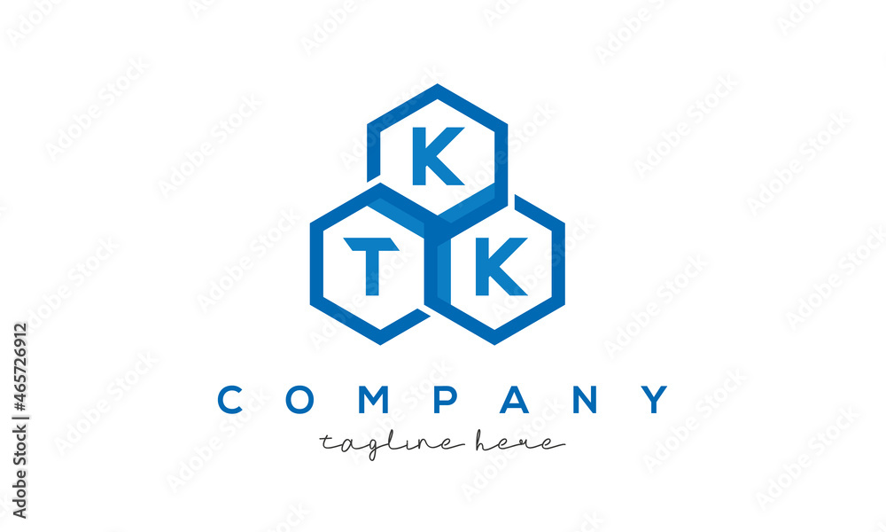 KTK letters design logo with three polygon hexagon logo vector template
