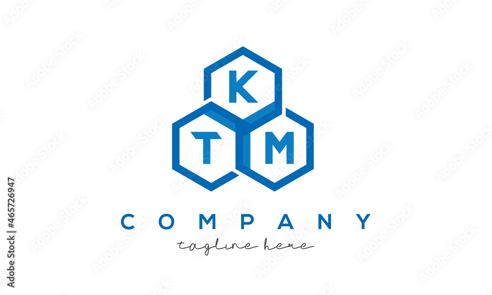 KTM letters design logo with three polygon hexagon logo vector template