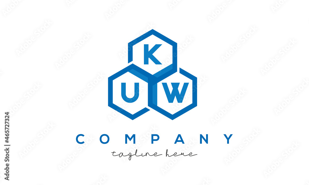 KUW letters design logo with three polygon hexagon logo vector template KUW letters design logo with three polygon hexagon logo vector template