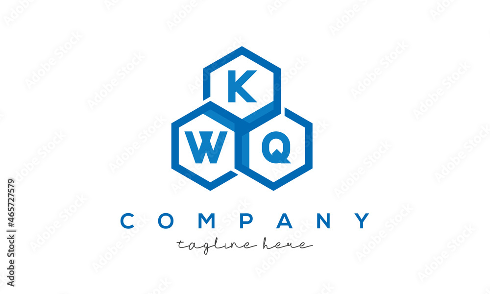 KWQ letters design logo with three polygon hexagon logo vector template