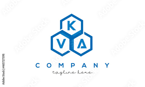 KVA letters design logo with three polygon hexagon logo vector template