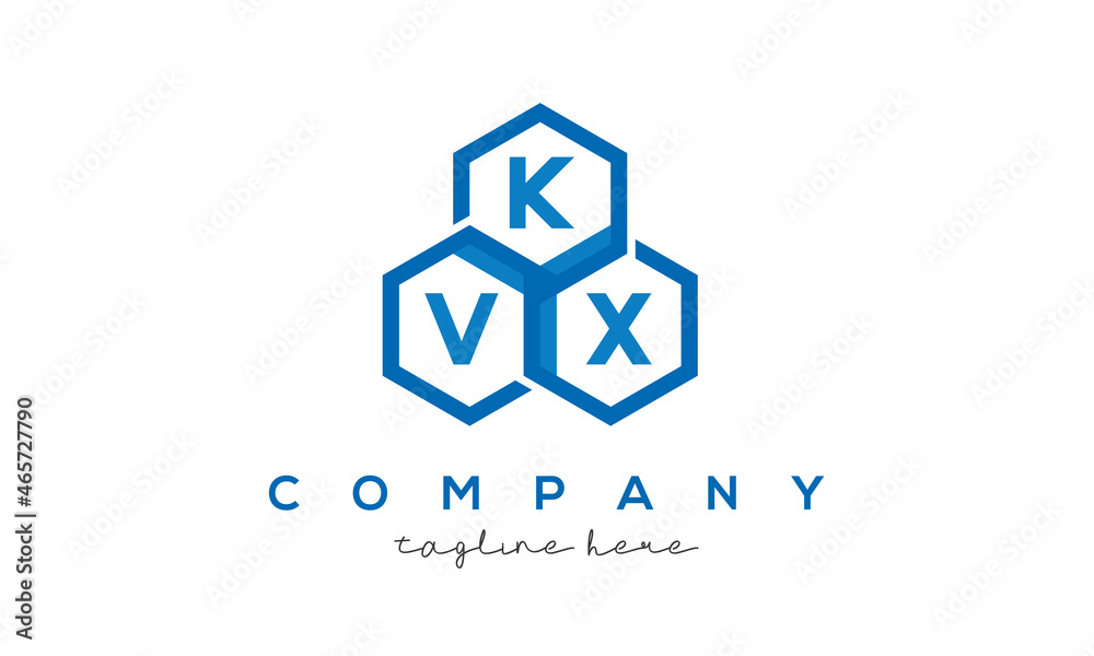 KVX letters design logo with three polygon hexagon logo vector template KVX letters design logo with three polygon hexagon logo vector template