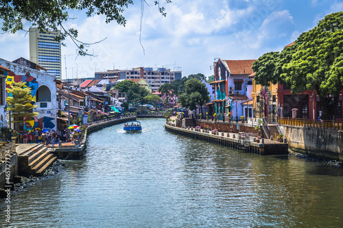 The Malacca River which flows through the middle of Malacca City in Malacca, Malaysia