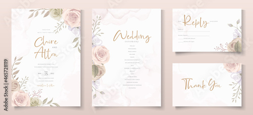 Beautiful roses invitation card template © CLton