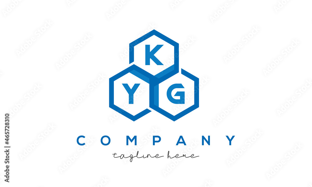 KYG letters design logo with three polygon hexagon logo vector  template