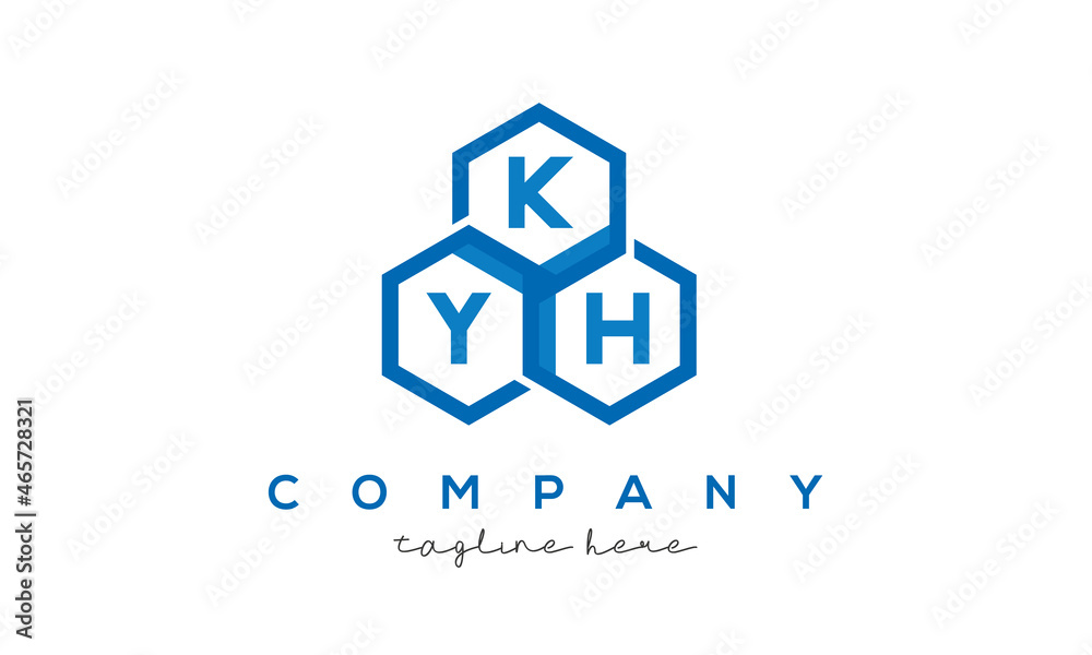 KYH letters design logo with three polygon hexagon logo vector  template