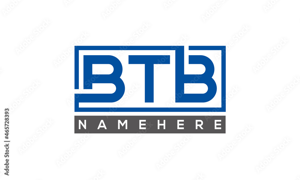 BTB Letters Logo With Rectangle Logo Vector BTB Letters Logo With Rectangle Logo Vector