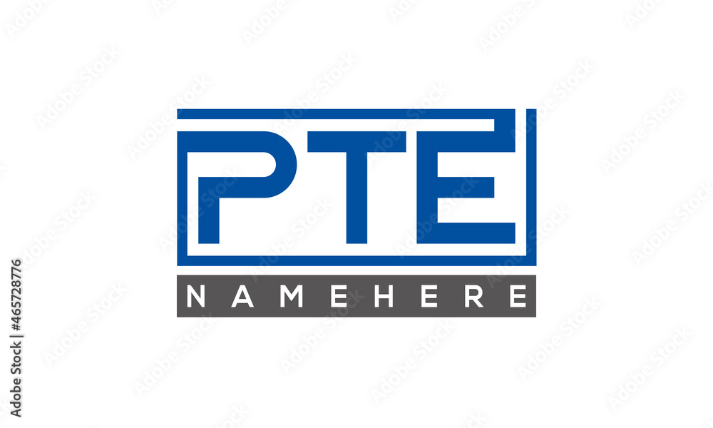 PTE Letters Logo With Rectangle Logo Vector PTE Letters Logo With Rectangle Logo Vector