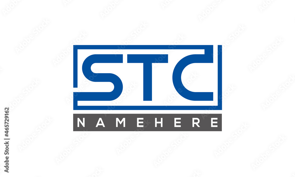 STC Letters Logo With Rectangle Logo Vector STC Letters Logo With Rectangle Logo Vector