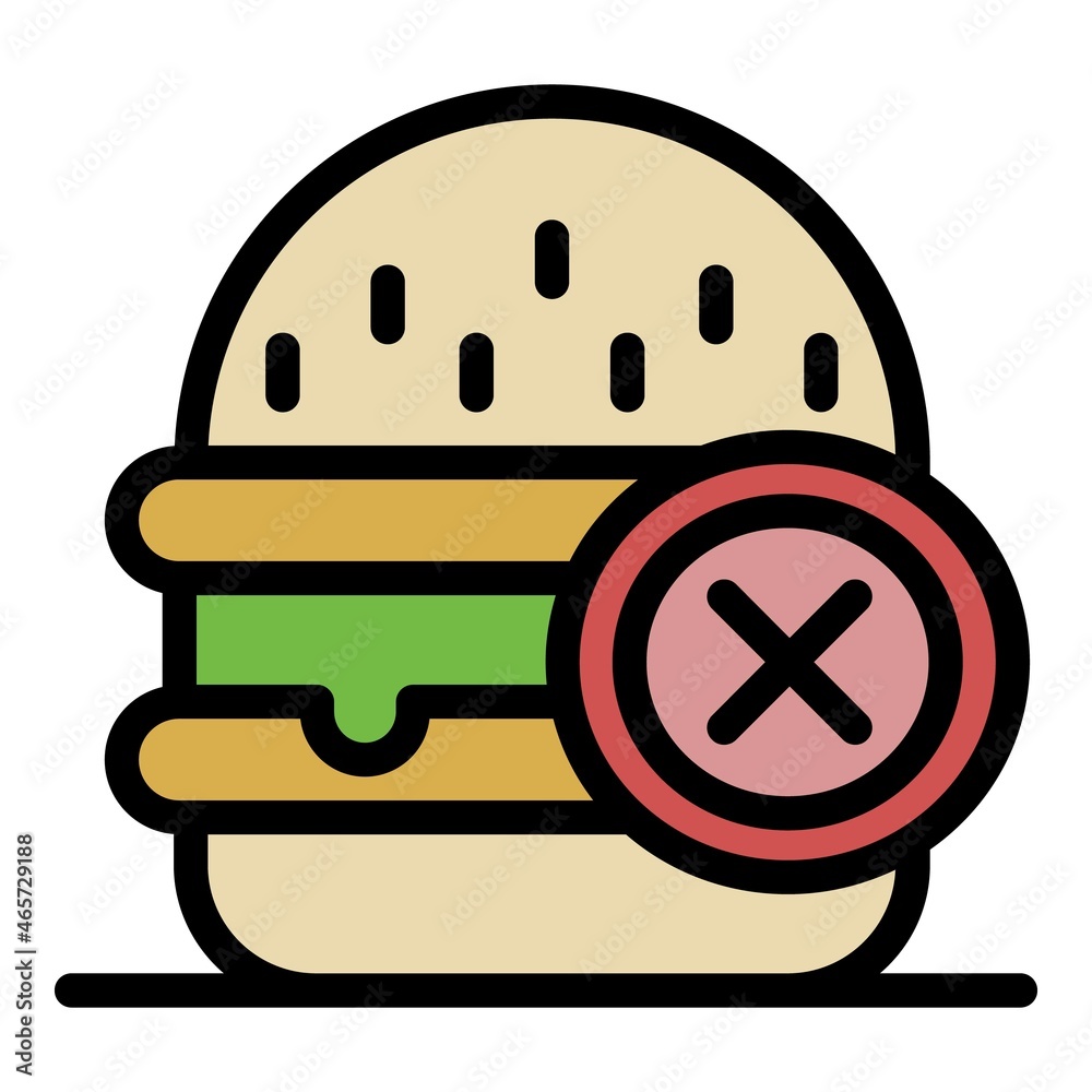 No fast food icon. Outline no fast food vector icon color flat isolated No fast food icon. Outline no fast food vector icon color flat isolated