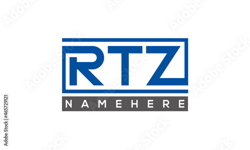 RTZ Letters Logo With Rectangle Logo Vector 