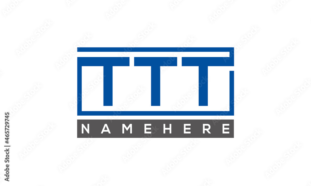 TTT Letters Logo With Rectangle Logo Vector TTT Letters Logo With Rectangle Logo Vector