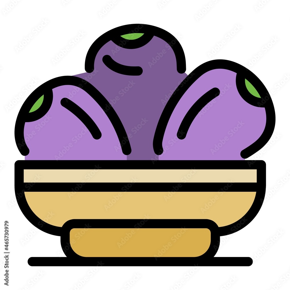 Fruit bowl icon. Outline fruit bowl vector icon color flat isolated Fruit bowl icon. Outline fruit bowl vector icon color flat isolated