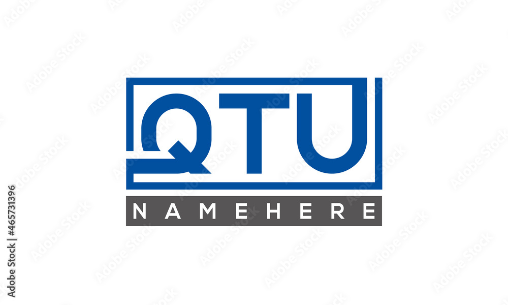 QTU Letters Logo With Rectangle Logo Vector QTU Letters Logo With Rectangle Logo Vector
