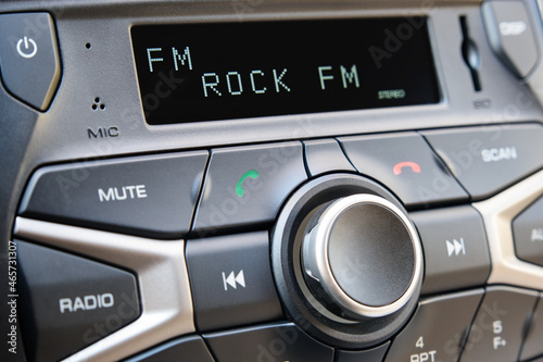 car radio with buttons sound radio scan by numbers and controls with radio on rock fm