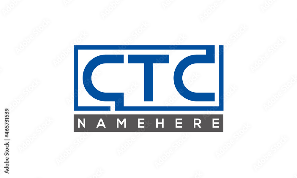 CTC Letters Logo With Rectangle Logo Vector CTC Letters Logo With Rectangle Logo Vector