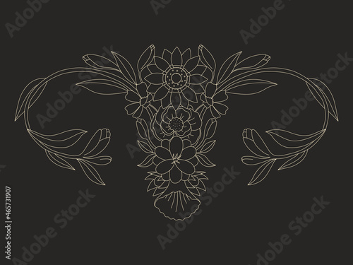 abstract image of a vagina. outer space, planets, moon and stars. snake tempter and plant herbs. printing on fabric and paper. radical feminism. vector