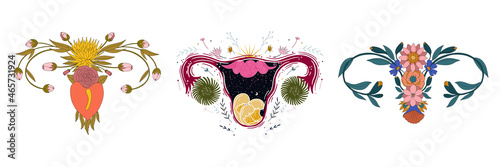 abstract image of a vagina. outer space, planets, moon and stars. snake tempter and plant herbs. printing on fabric and paper. radical feminism. vector