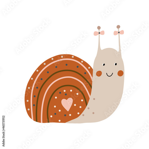 cute snail for modern kids design. minimalist style, ideal for printing on fabric, posters or postcards