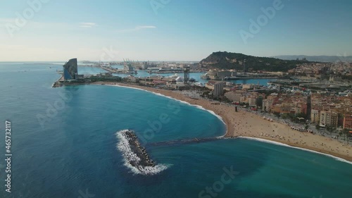 Fantastic aerial footage of Barcelona- beach, seaport, airport and Montjuic