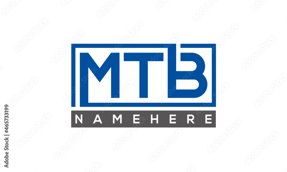 MTB Letters Logo With Rectangle Logo Vector MTB Letters Logo With Rectangle Logo Vector