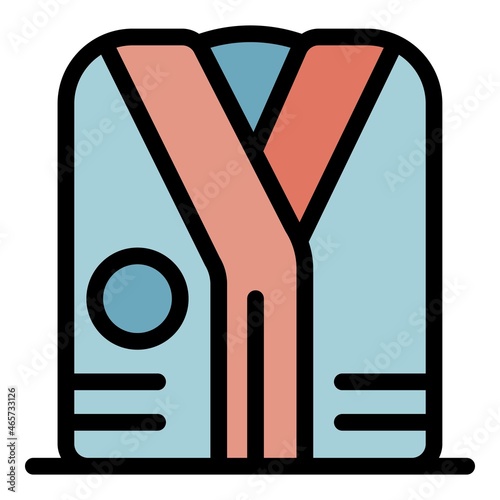 Spa bathrobe icon. Outline spa bathrobe vector icon color flat isolated