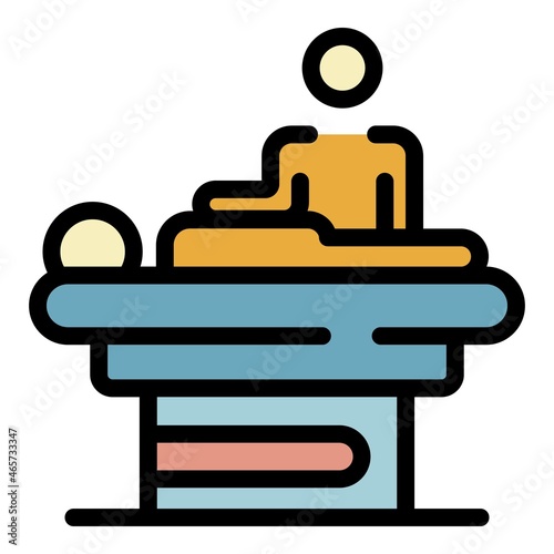 Masseur over a patient icon. Outline masseur over a patient vector icon color flat isolated