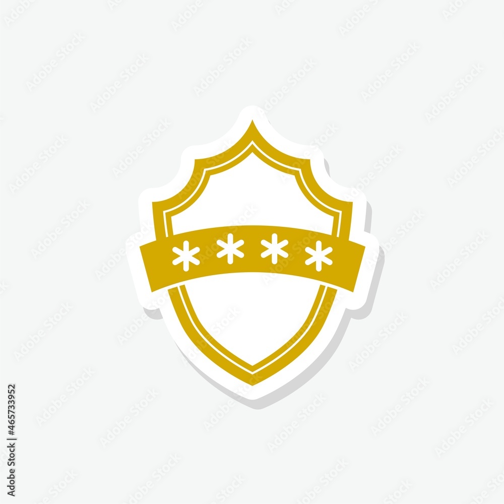 Shield password sticker icon isolated on white