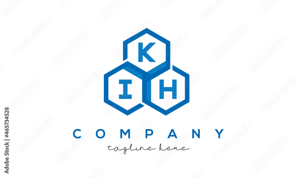 KIH letters design logo with three polygon hexagon logo vector  template