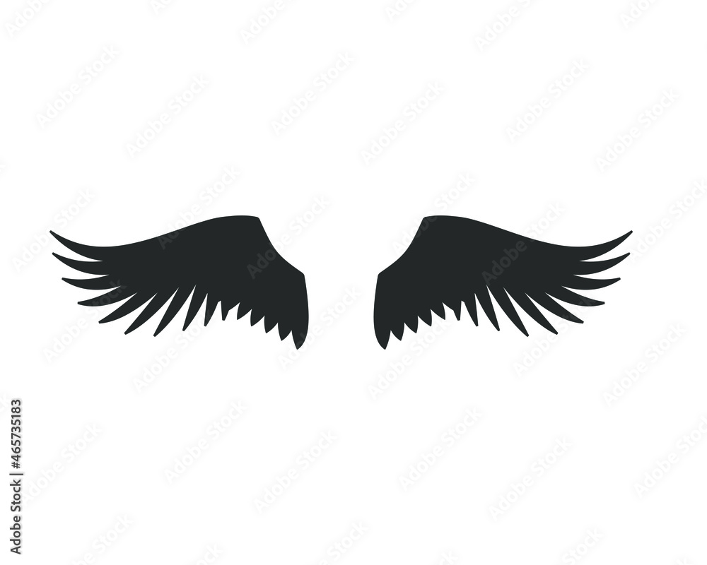 Obraz premium Wings vector illustration. Bird wing silhouette.