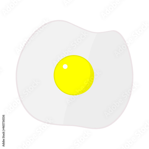 Fried egg for breakfast isolated on white. Food vector illustration.