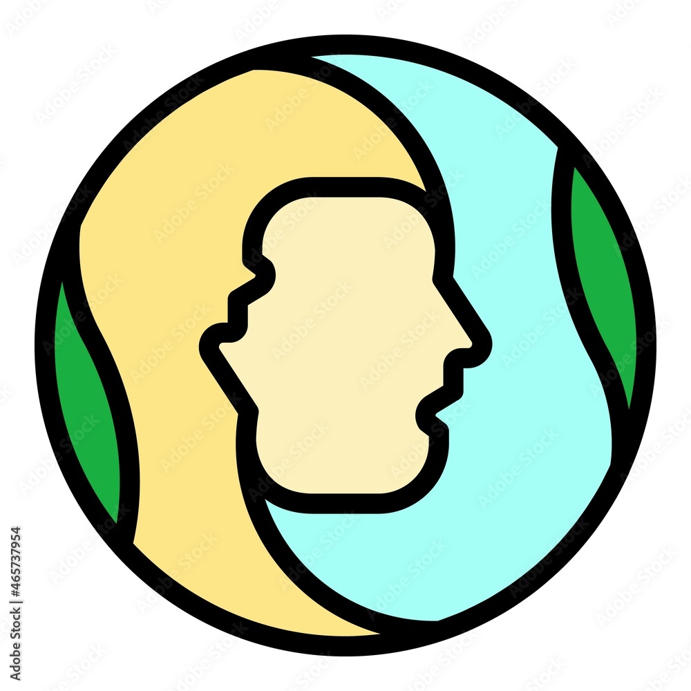 Face of a man in a circle icon. Outline face of a man in a circle vector icon color flat isolated Face of a man in a circle icon. Outline face of a man in a circle vector icon color flat isolated