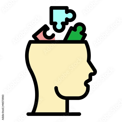 Head puzzles icon. Outline head puzzles vector icon color flat isolated
