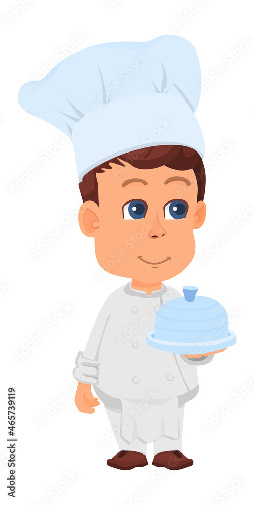 Chef kid. Cartoon cook boy. Cute food cooker Chef kid. Cartoon cook boy. Cute food cooker