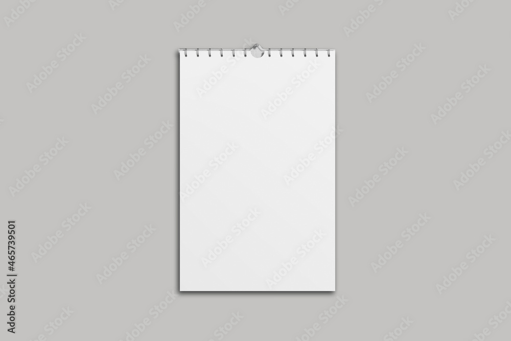 Empty blank white wall calendar isolated on a grey background. 3d rendering. Empty blank white wall calendar isolated on a grey background. 3d rendering.