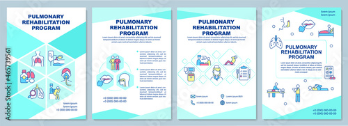 Pulmonary rehabilitation program brochure template. Flyer, booklet, leaflet print, cover design with linear icons. Vector layouts for presentation, annual reports, advertisement pages