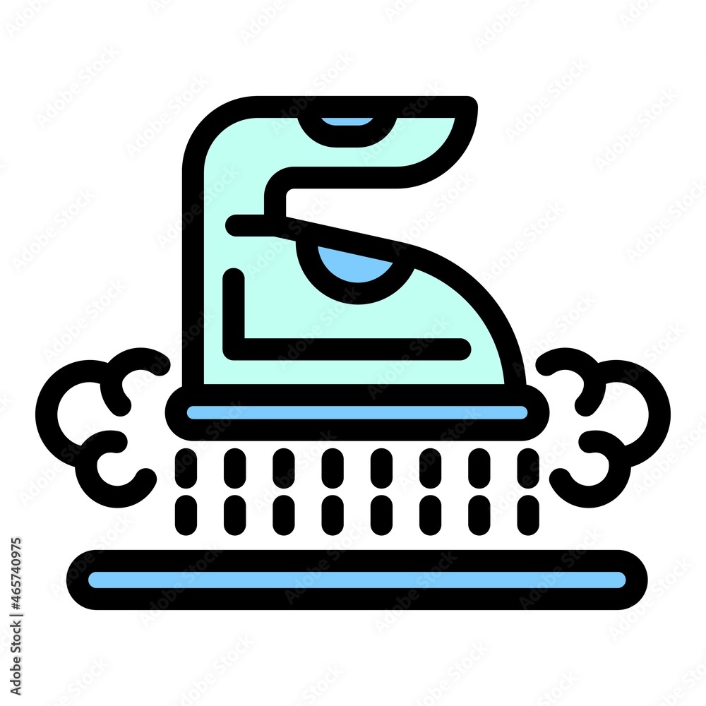 Steam iron icon. Outline steam iron vector icon color flat isolated Steam iron icon. Outline steam iron vector icon color flat isolated