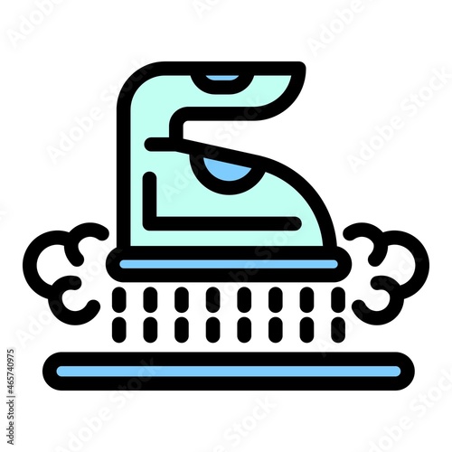 Steam iron icon. Outline steam iron vector icon color flat isolated