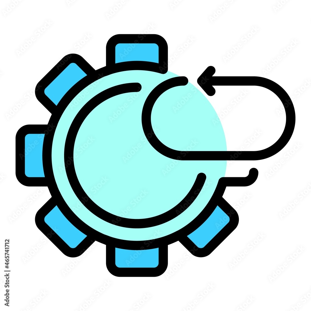Arrow and gear icon. Outline arrow and gear vector icon color flat isolated Arrow and gear icon. Outline arrow and gear vector icon color flat isolated