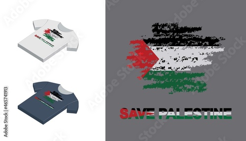 Simple t-shirt design, Save Palestine. In black and white color variants
