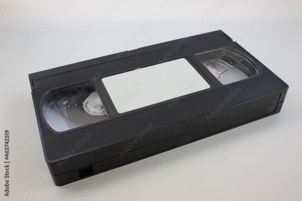 Recording of a VHS video cassette on a white background