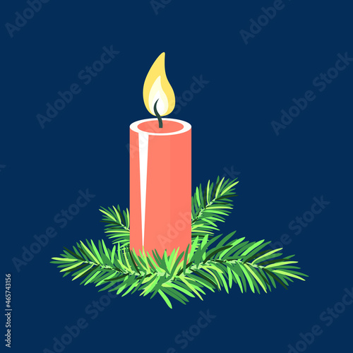 Vector - advent candle with fir twigs.