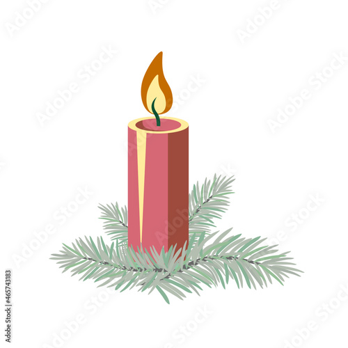 Vector - advent candle with fir twigs.