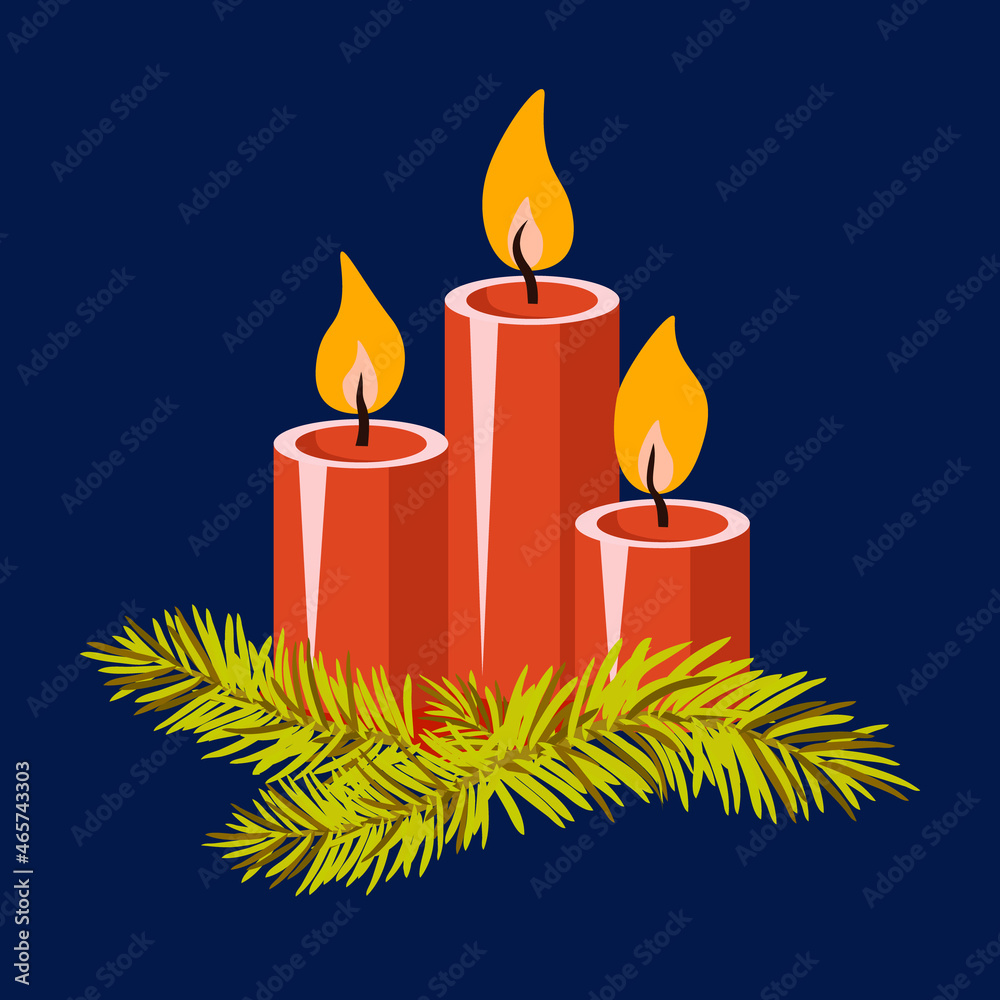 Vector - advent candle with fir twigs. Vector - advent candle with fir twigs.