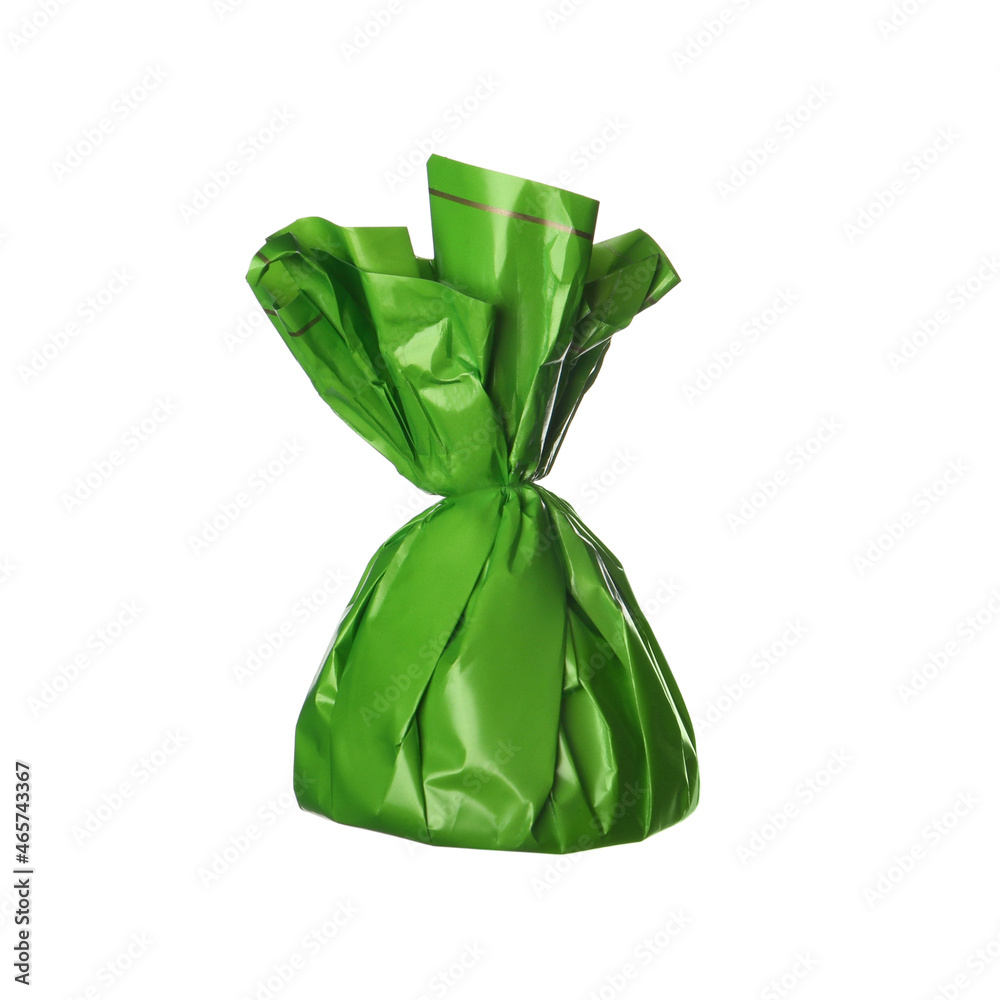 Delicious candy in green wrapper isolated on white Delicious candy in green wrapper isolated on white