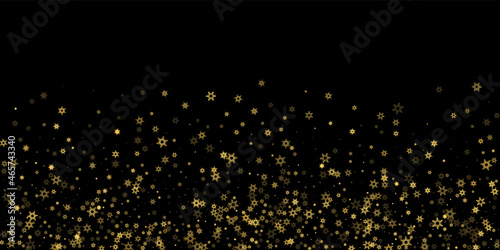 Falling Snow flakes golden pattern Holiday Vector