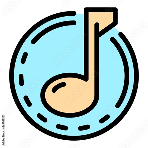 Musical note icon. Outline musical note vector icon color flat isolated