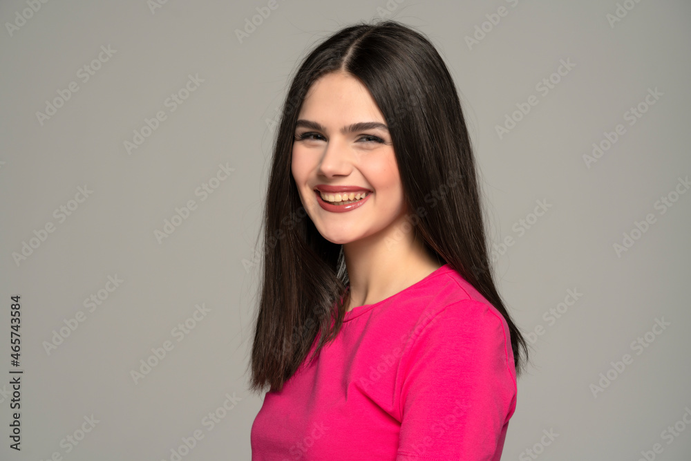portrait of a smiling happy teen girl with long straight hair portrait of a smiling happy teen girl with long straight hair